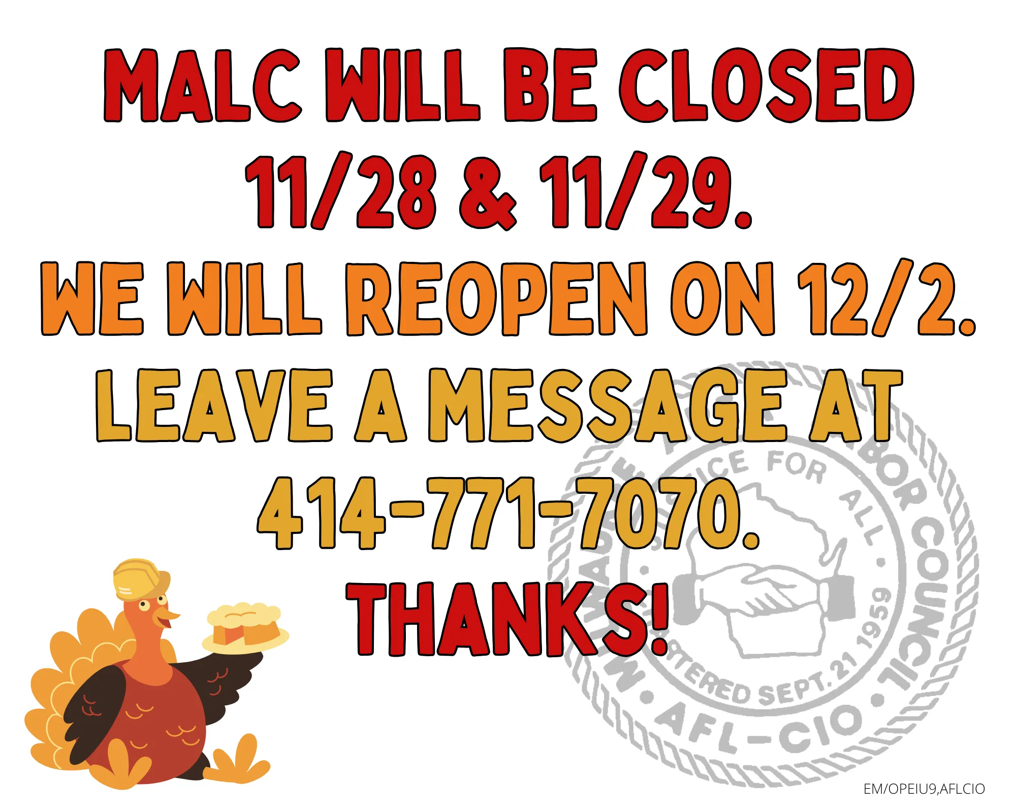 thanksgiving hours