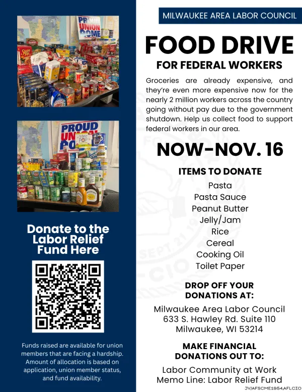 Items to donate to food drive for federal workers