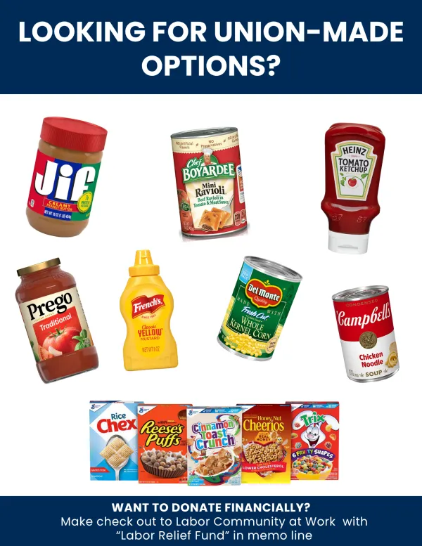 Items to donate to food drive for federal workers