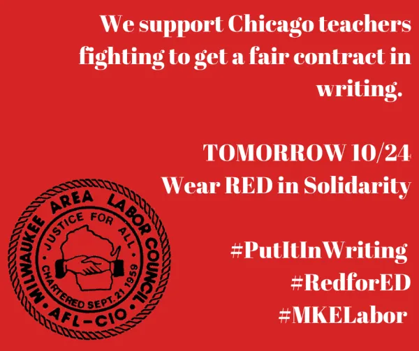 #Putitinwriting #MKELabor #RedforED
