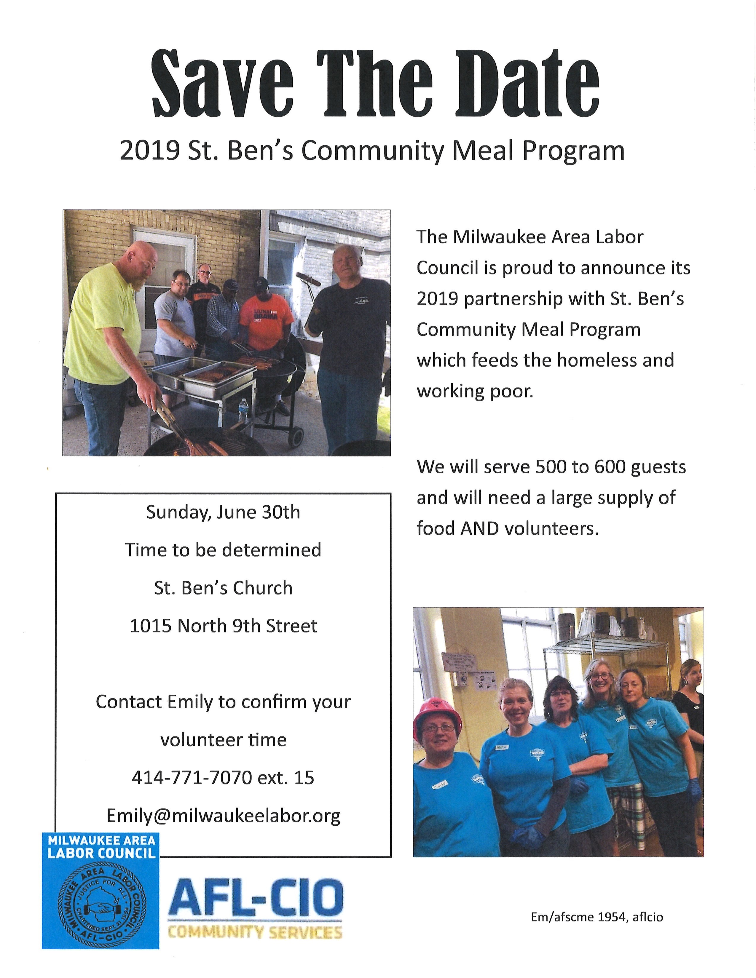Save the Date: 2019 St. Ben’s Meal Program