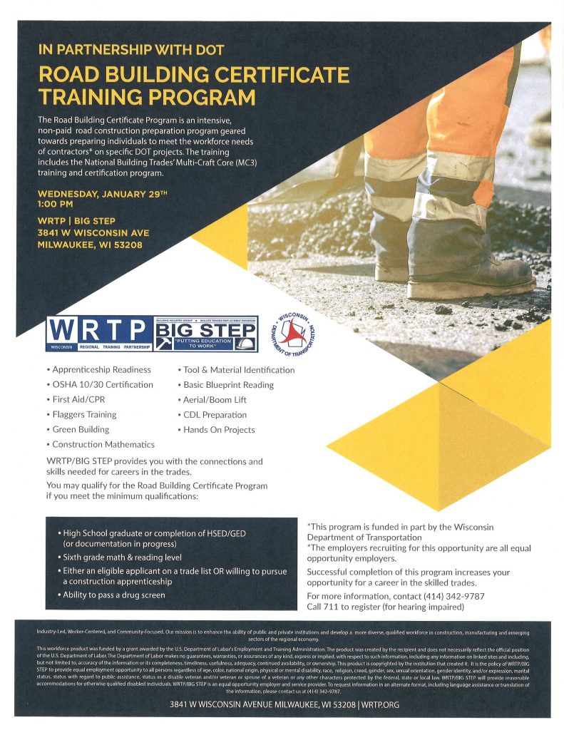 WRTP/BIG STEP Road Building Certificate Training