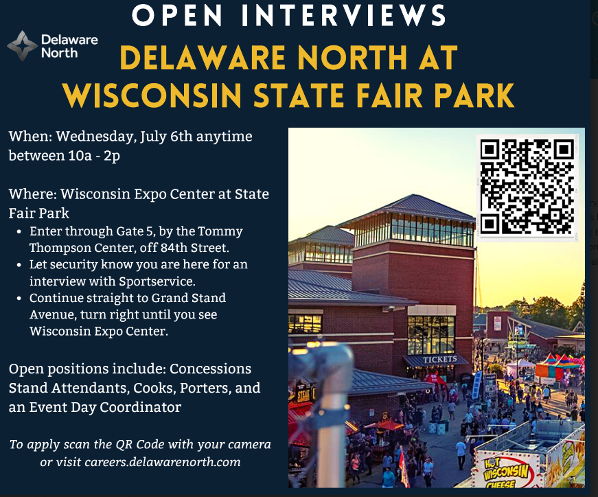 Union Job Interviews at State Fair Park- Wednesday, July 6th