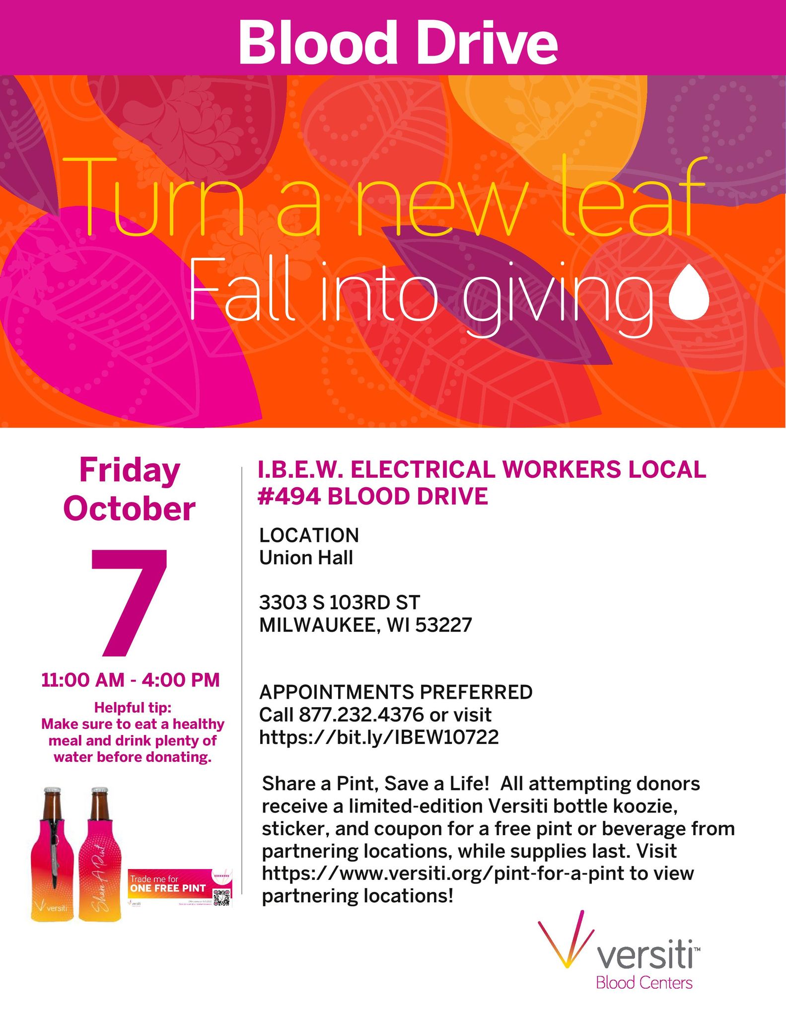 IBEW 494 Blood Drive THIS Friday, 10/7