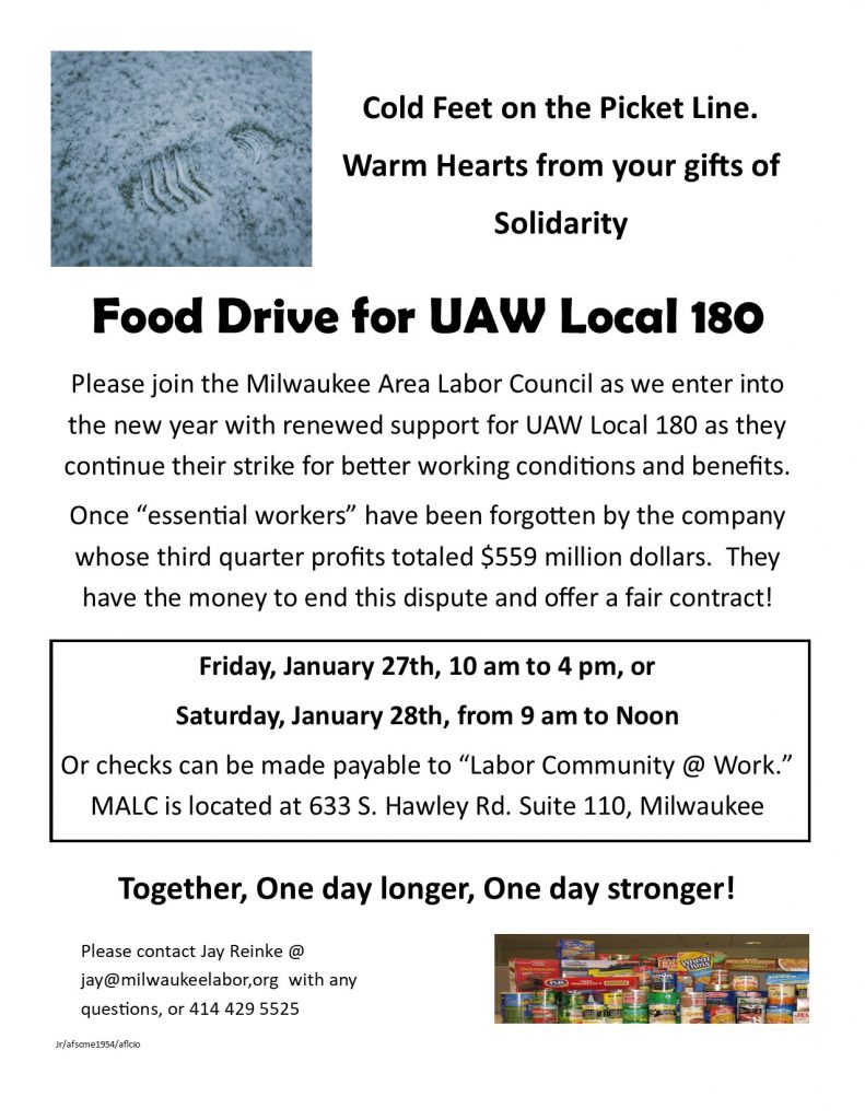 Food Drive for UAW Local 180 (STILL ON)
