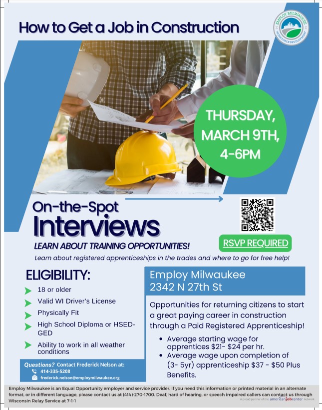 How to Get a Job in Construction- Thursday 3/9